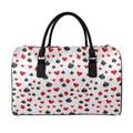 Red And Black Playing Card Suits Print Leather Duffel Bag