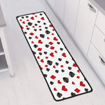 Red And Black Playing Card Suits Print Long Kitchen Mat