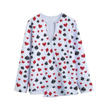 Red And Black Playing Card Suits Print Long Sleeve Short Coat