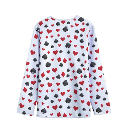 Red And Black Playing Card Suits Print Long Sleeve Short Coat