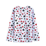 Red And Black Playing Card Suits Print Long Sleeve Short Coat