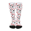Red And Black Playing Card Suits Print Long Socks