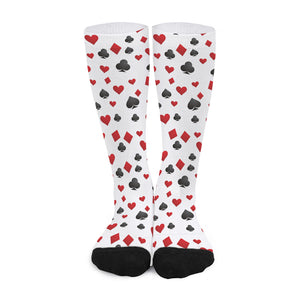 Red And Black Playing Card Suits Print Long Socks