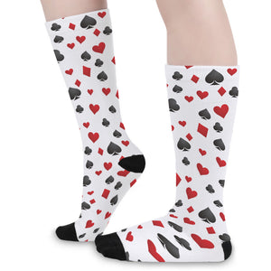 Red And Black Playing Card Suits Print Long Socks