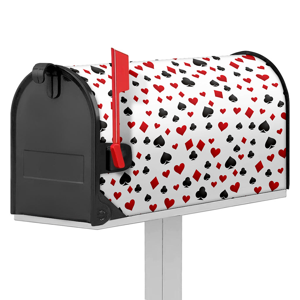 Red And Black Playing Card Suits Print Mailbox Cover
