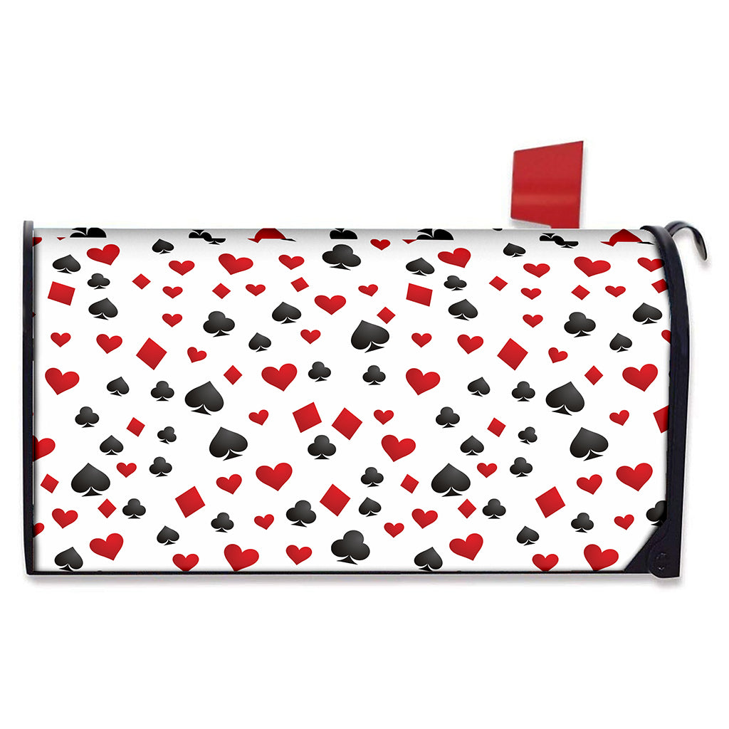 Red And Black Playing Card Suits Print Mailbox Cover