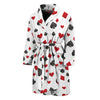 Red And Black Playing Card Suits Print Men's Bathrobe
