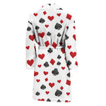 Red And Black Playing Card Suits Print Men's Bathrobe