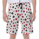 Red And Black Playing Card Suits Print Men's Beach Shorts