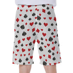 Red And Black Playing Card Suits Print Men's Beach Shorts