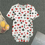 Red And Black Playing Card Suits Print Men's Bodysuit