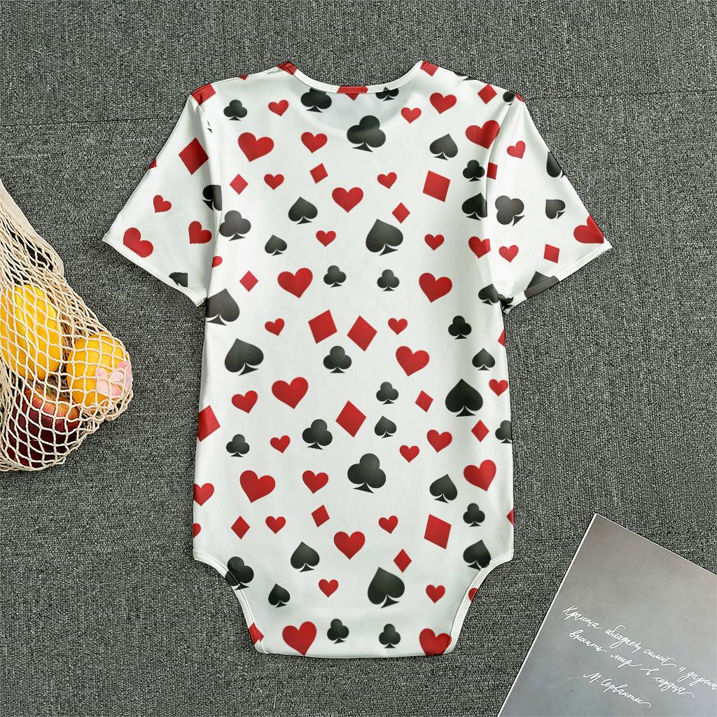 Red And Black Playing Card Suits Print Men's Bodysuit