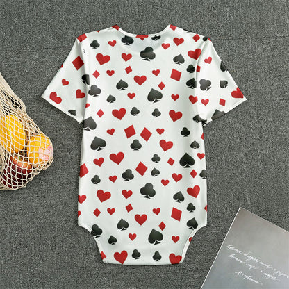 Red And Black Playing Card Suits Print Men's Bodysuit