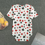 Red And Black Playing Card Suits Print Men's Bodysuit