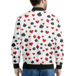 Red And Black Playing Card Suits Print Men's Bomber Jacket