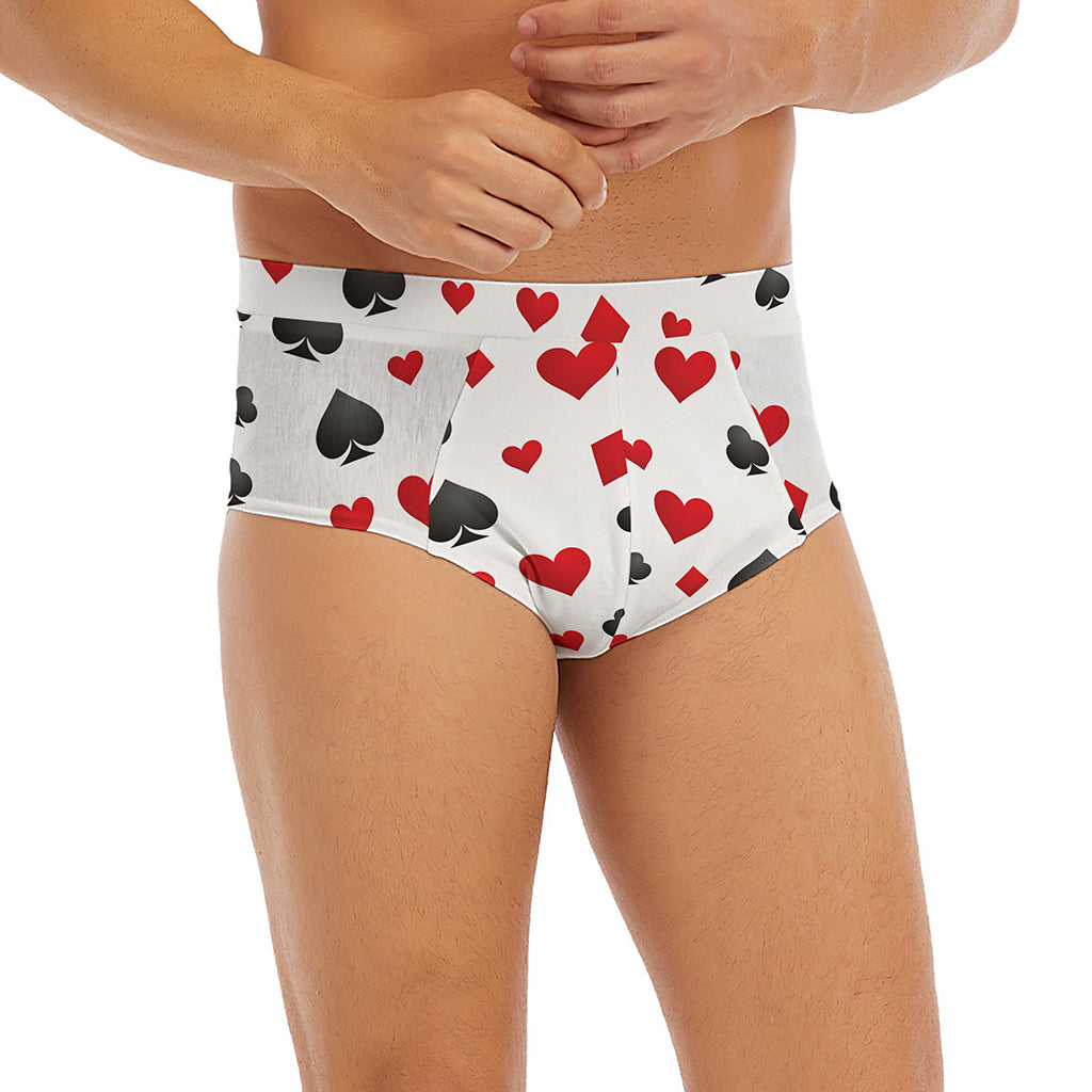 Red And Black Playing Card Suits Print Men's Briefs
