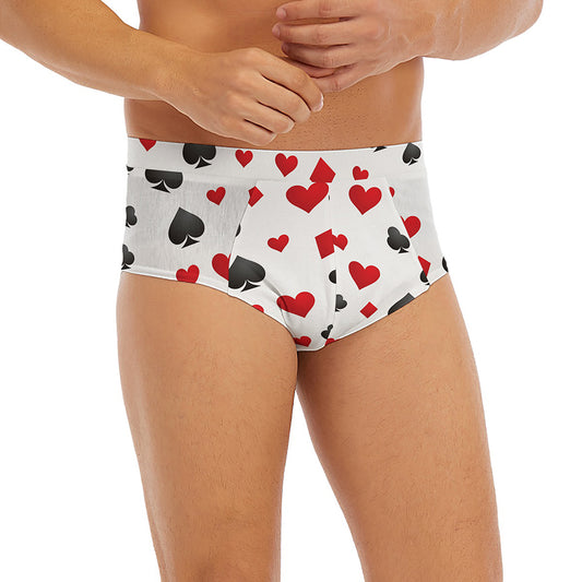Red And Black Playing Card Suits Print Men's Briefs