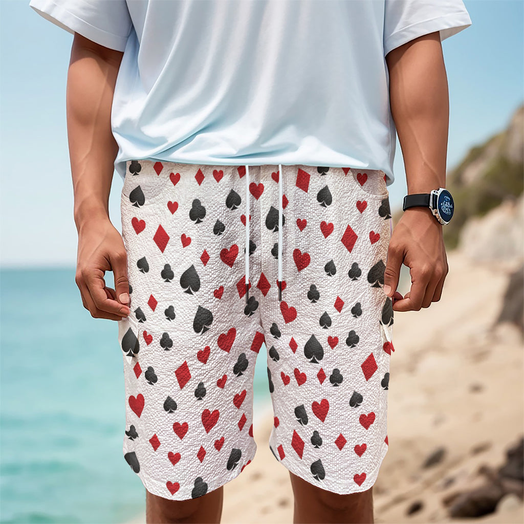 Red And Black Playing Card Suits Print Men's Cargo Shorts