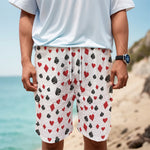Red And Black Playing Card Suits Print Men's Cargo Shorts