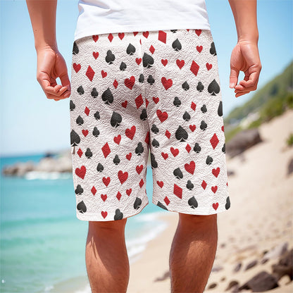 Red And Black Playing Card Suits Print Men's Cargo Shorts