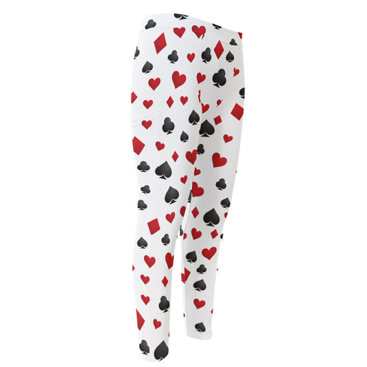 Red And Black Playing Card Suits Print Men's Compression Pants