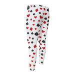 Red And Black Playing Card Suits Print Men's Compression Pants