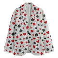 Red And Black Playing Card Suits Print Men's Cotton Blazer