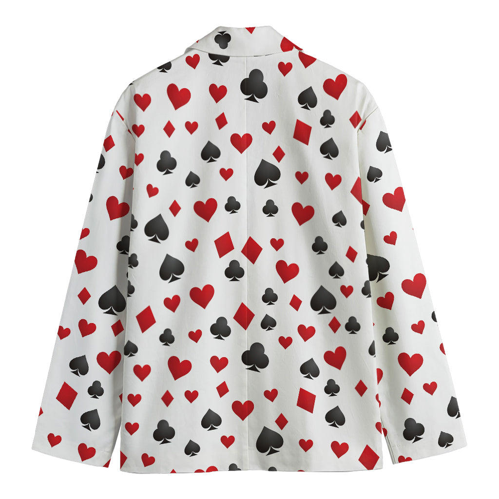 Red And Black Playing Card Suits Print Men's Cotton Blazer