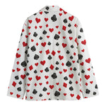 Red And Black Playing Card Suits Print Men's Cotton Blazer