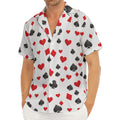 Red And Black Playing Card Suits Print Men's Deep V-Neck Shirt