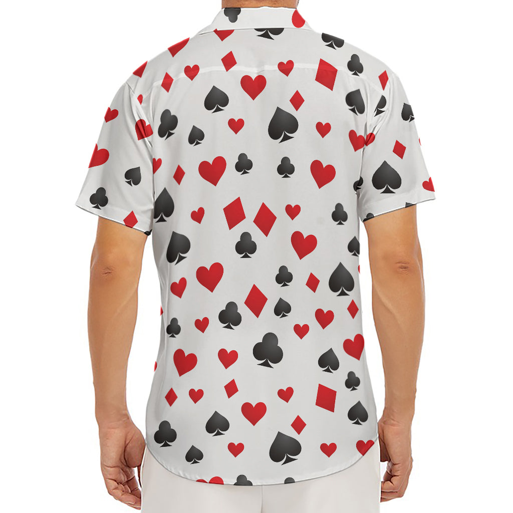 Red And Black Playing Card Suits Print Men's Deep V-Neck Shirt