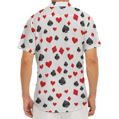 Red And Black Playing Card Suits Print Men's Deep V-Neck Shirt