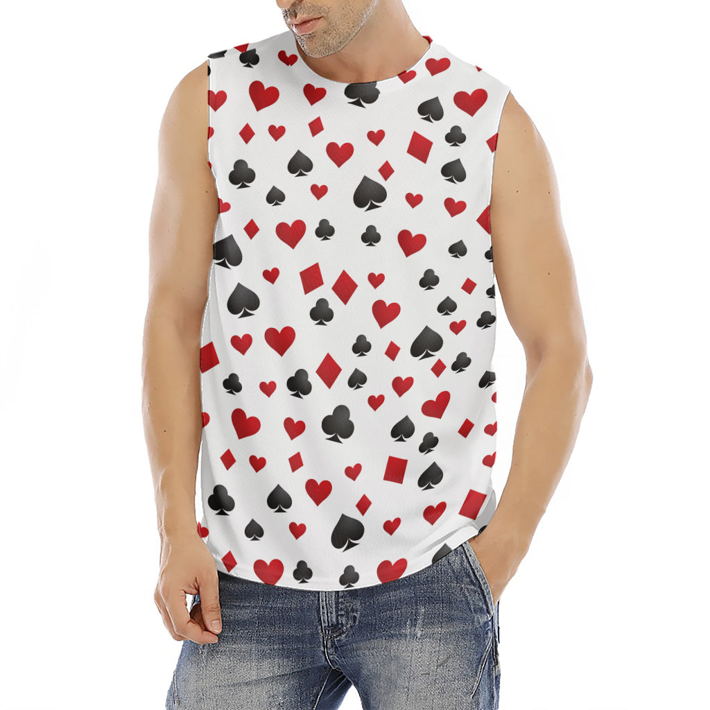 Red And Black Playing Card Suits Print Men's Fitness Tank Top