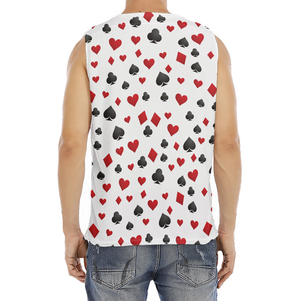 Red And Black Playing Card Suits Print Men's Fitness Tank Top