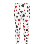 Red And Black Playing Card Suits Print Men's leggings