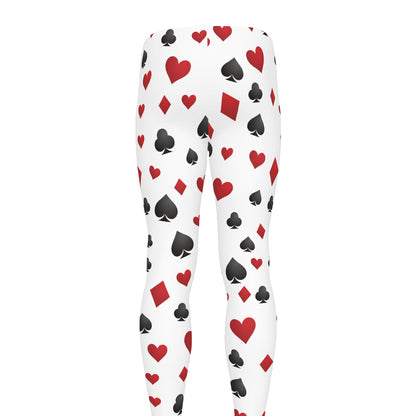 Red And Black Playing Card Suits Print Men's leggings