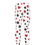 Red And Black Playing Card Suits Print Men's leggings