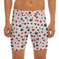 Red And Black Playing Card Suits Print Men's Long Boxer Briefs
