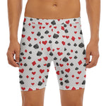 Red And Black Playing Card Suits Print Men's Long Boxer Briefs