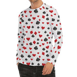 Red And Black Playing Card Suits Print Men's Long Sleeve Rash Guard