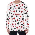 Red And Black Playing Card Suits Print Men's Long Sleeve T-Shirt