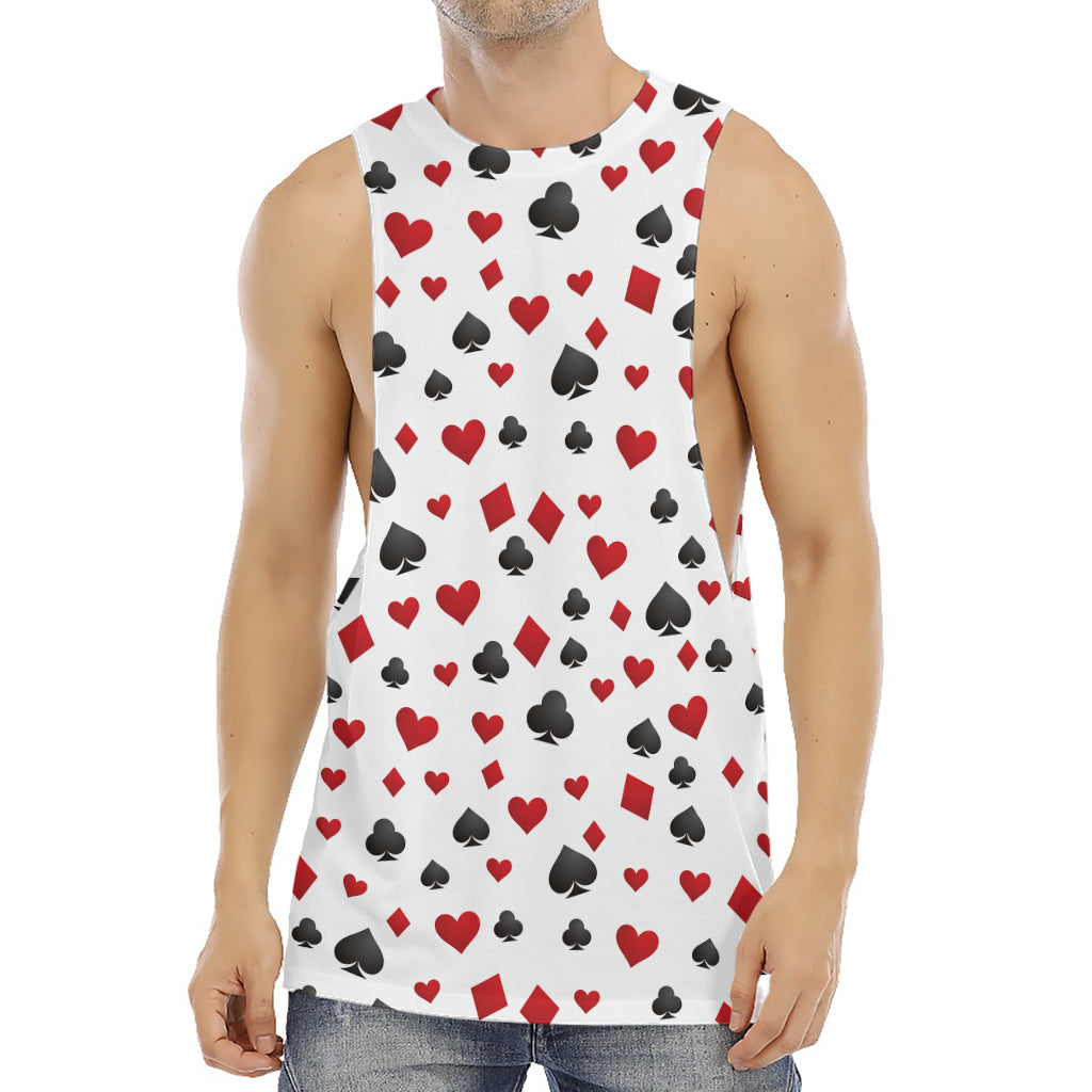 Red And Black Playing Card Suits Print Men's Muscle Tank Top