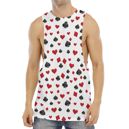 Red And Black Playing Card Suits Print Men's Muscle Tank Top