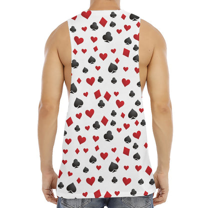 Red And Black Playing Card Suits Print Men's Muscle Tank Top