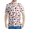 Red And Black Playing Card Suits Print Men's Polo Shirt