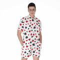 Red And Black Playing Card Suits Print Men's Romper