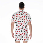 Red And Black Playing Card Suits Print Men's Rompers