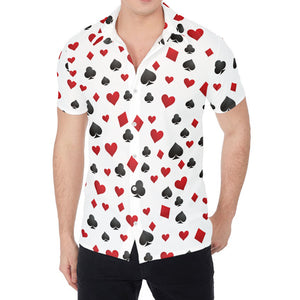 Red And Black Playing Card Suits Print Men's Shirt