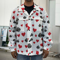 Red And Black Playing Card Suits Print Men's Shirt Jacket