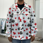 Red And Black Playing Card Suits Print Men's Shirt Jacket